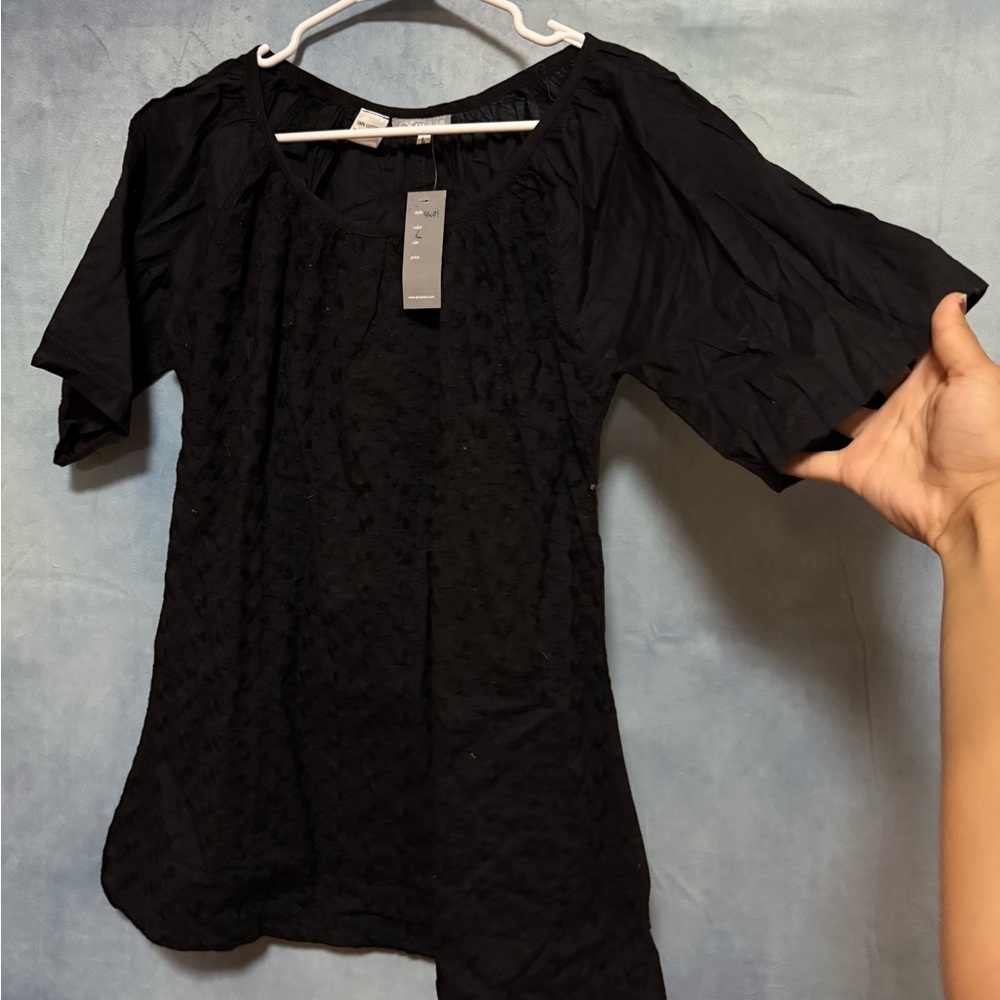 Express Black Textured Blouse